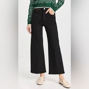 Re/Done High-Rise Wide-Leg Crop Jeans Black